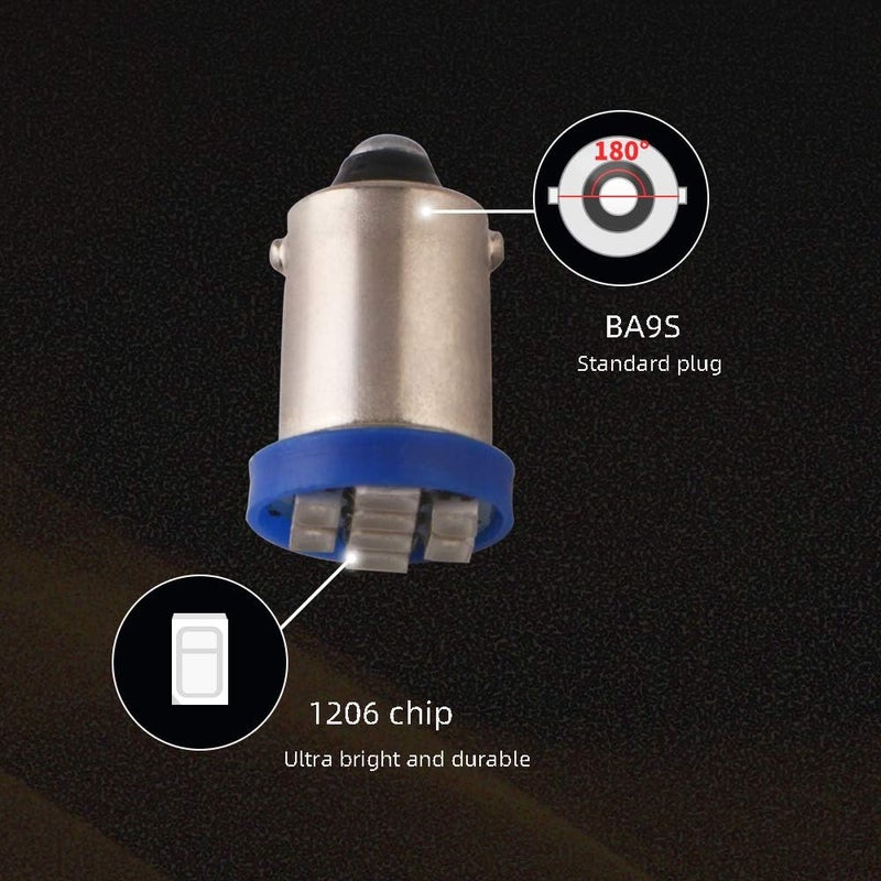 Grandview BA9 BA9S 53 57 1895 64111 White Car Vehicle BA9S Blue Super Bright LED Bulbs Used for Side Door Courtesy Lights Map Lights - Pack of 10 - Image 4